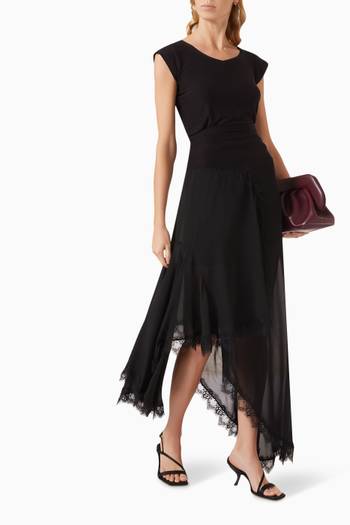 hover state of Lace-trim Skirt in Chiffon