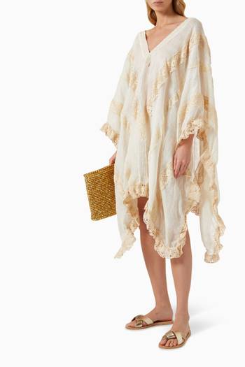 hover state of Lace-trim Kaftan in Linen