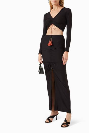 hover state of Toggle Ruched Maxi Skirt in Modal-jersey