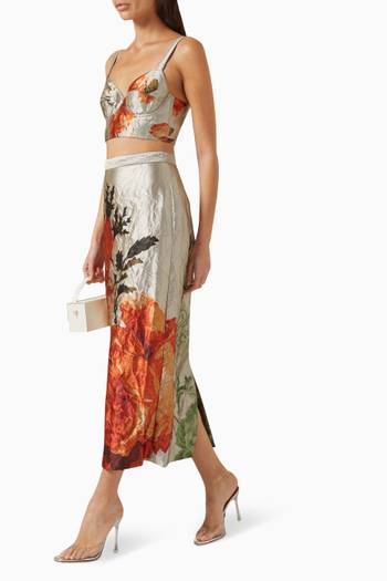 hover state of Midi Skirt in Textured-satin