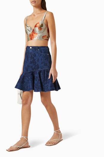 hover state of Floral-print Mini Skirt in Denim