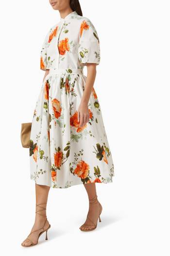 hover state of Floral-print Midi Skirt in Cotton-poplin