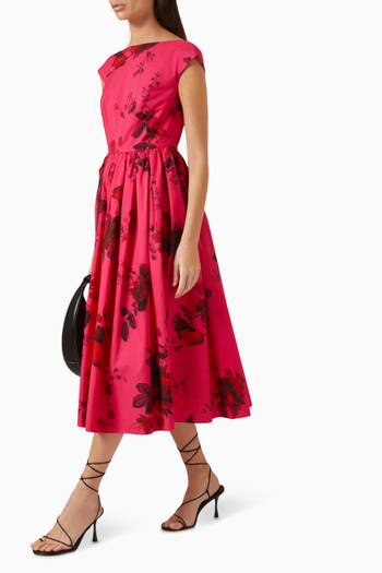 hover state of Floral-print Midi Dress in Silk