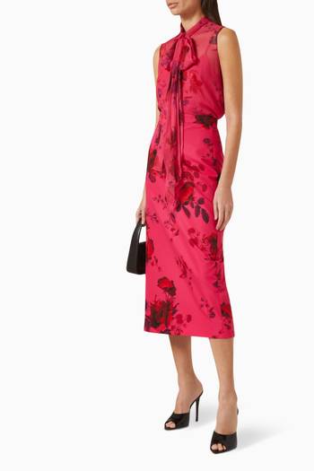 hover state of Floral-print Midi Skirt in Silk