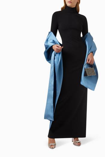 hover state of Lyana Maxi Dress in Crepe-knit & Twill