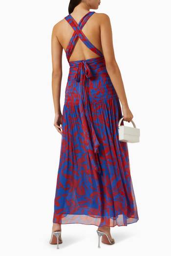 hover state of Flore Plunged Tie Back Midi Dress