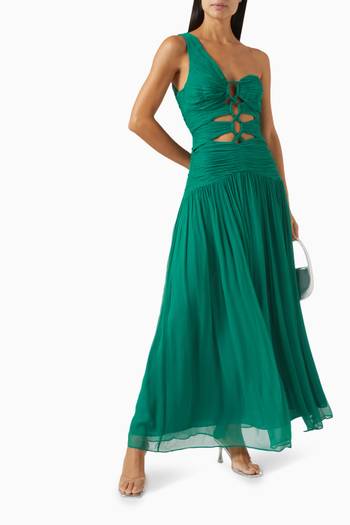 hover state of Margot One-shoulder Lace-up Maxi Dress in Chiffon
