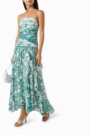 hover state of Marguerite Strapless Contrast Maxi Dress in Chiffon