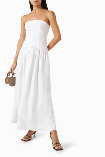 hover state of Strapless Panelled Maxi Dress in Linen-blend