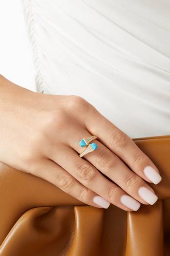 hover state of Cleo Diamond & Turquoise Ring in 18kt Gold