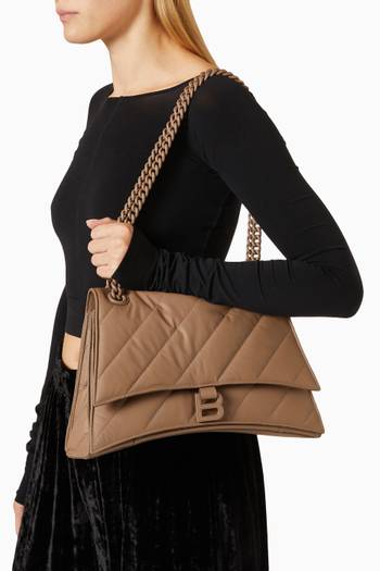 hover state of Medium Crush Shoulder Bag in Quilted Satin