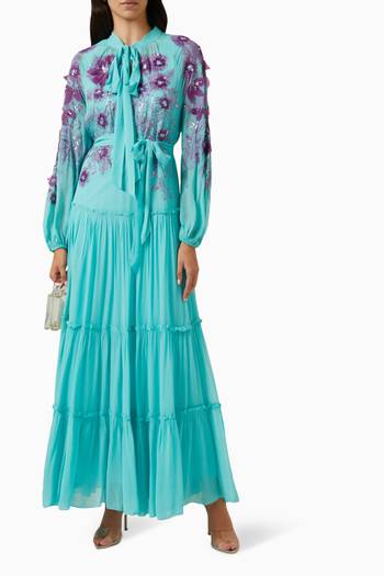 hover state of Viola Sequin-embellished Maxi Dress in Georgette