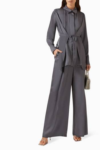 hover state of Pleated Wide-leg Pants in Viscose