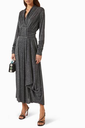 hover state of Oversized Buckle Midi Dress in Metallic Fabric