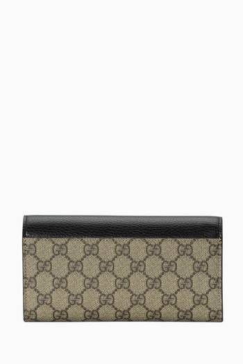 hover state of GG Marmont Continental Wallet in GG Supreme Canvas & Leather