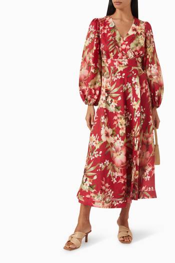hover state of Lexi Floral-print Wrap Dress in Linen