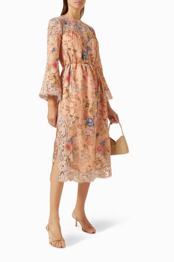 hover state of August Broderie Midi Dress in Linen