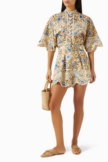 hover state of Junie Embroidered Shorts in Linen