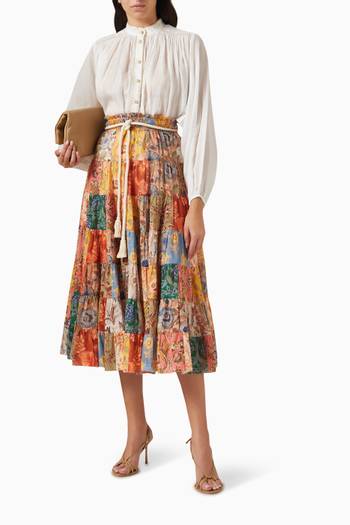 hover state of Junie Tiered Midi Skirt in Cotton
