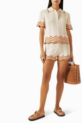 hover state of Junie Scalloped Shorts in Textured Knit