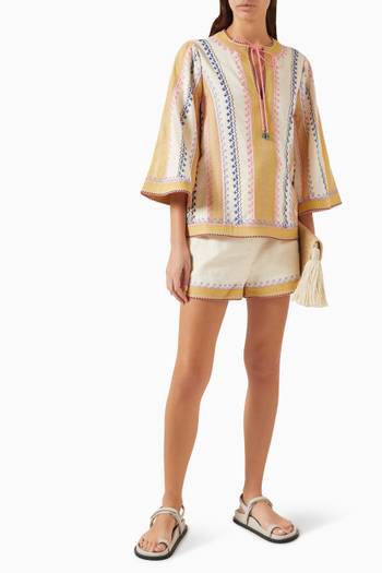 hover state of August Embroidered Top in Cotton