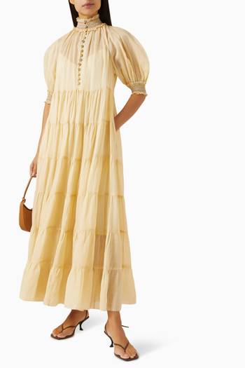 hover state of Junie Tiered Swing Maxi Dress in Ramie
