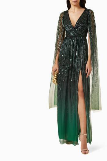 hover state of Ombre Beaded Gown in Polyester