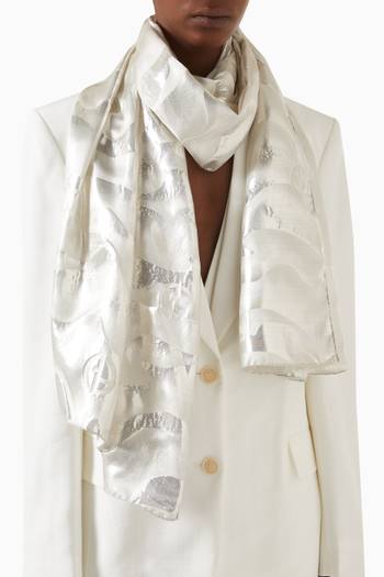 hover state of Metallic Logo Scarf in Silk
