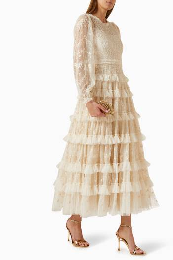 hover state of Blossom Lace Ankle Gown in Tulle