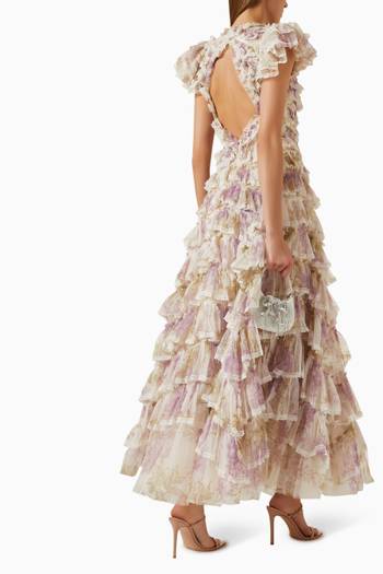 hover state of Wisteria Ruffle Lace Gown in Recycled Tulle