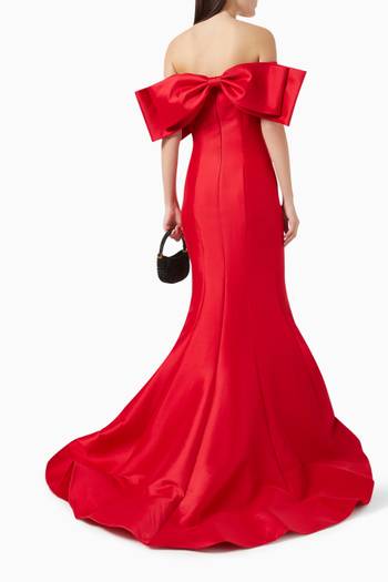 hover state of Oversized Bow Maxi Gown in Mikado