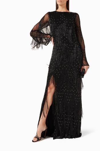 hover state of Arlie Bell Cuff Gown in Beaded Tulle