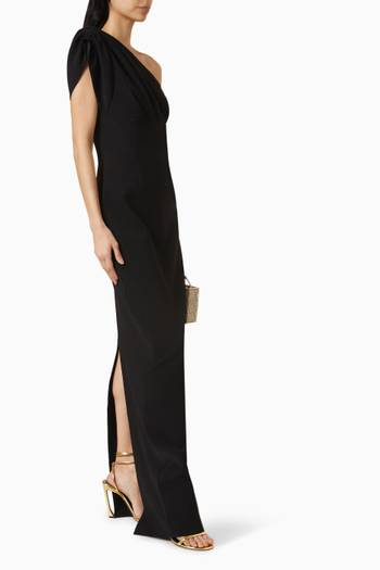 hover state of Winnie One-shoulder Gown in Moss-crepe