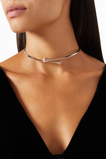 hover state of Cleo Diamond & Quartzite Slip-on Necklace in 18kt White Gold