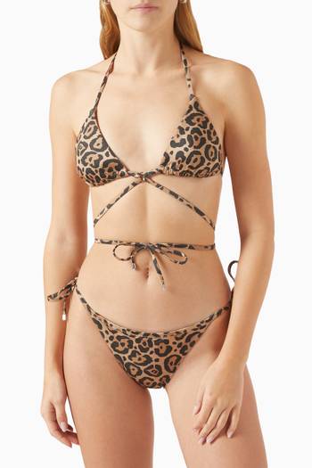 hover state of Jaquar-print Bikini in Stretch Nylon