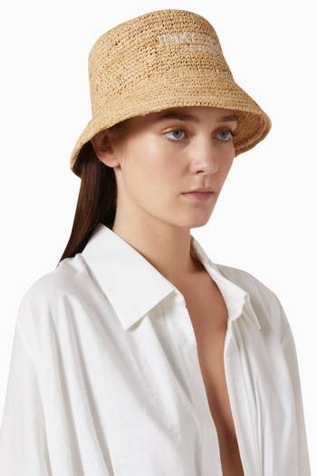 hover state of Atena Bucket Hat in Raffia