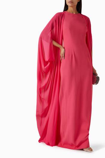 hover state of Overlay Cape Gown in Crepe