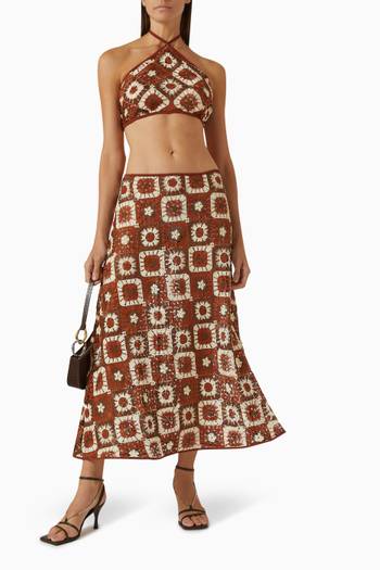hover state of Spice Island Midi Skirt in Crochet