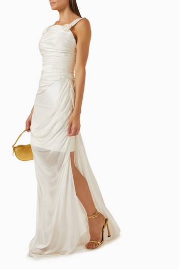 hover state of Delilah Draped Maxi Dress in Taffeta & Mousseline