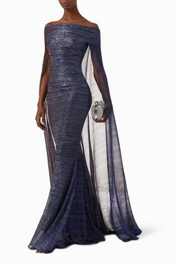 hover state of Off-Shoulder Maxi Gown in Metallic Ombré
