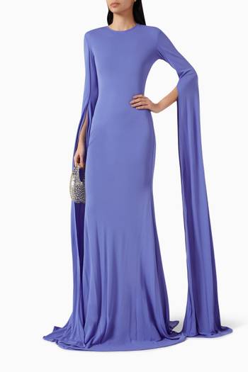 hover state of Cape-style Sleeve Maxi Dress in Viscose-jersey