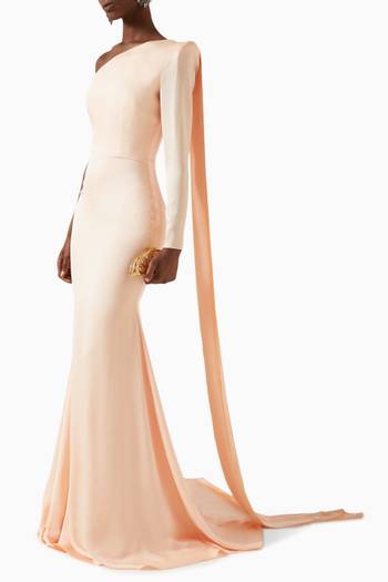 hover state of One-sleeve Gown in Satin Crepe