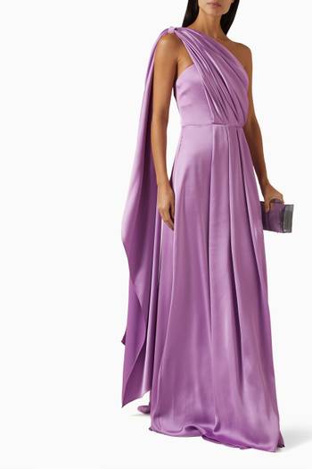hover state of One-shoulder Maxi Dress in Satin