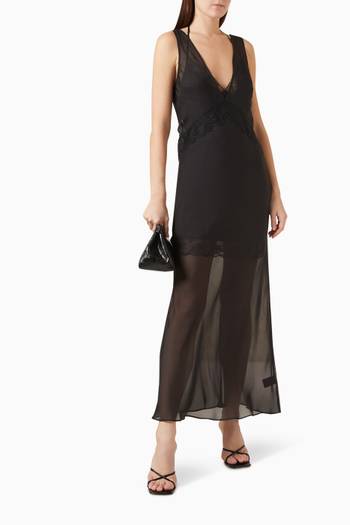 hover state of Avellino Lace Layered Dress in SIlk-chiffon