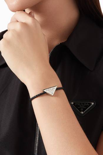 hover state of Triangle Logo Braided Bracelet in Nappa