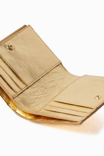 hover state of Bi-fold Zip Wallet in Metallic Intrecciato Leather