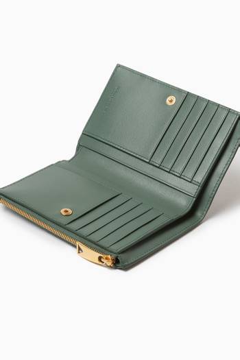 hover state of Medium Bi-Fold Zip Wallet in Intrecciato Leather