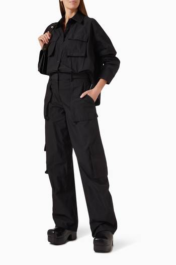 hover state of Buttoned-up Cargo Jumpsuit in Cotton-nylon