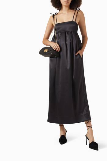 hover state of String Maxi Dress in Double-satin