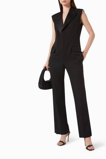 hover state of Sleeveless Tuxedo Jumpsuit in Crêpe